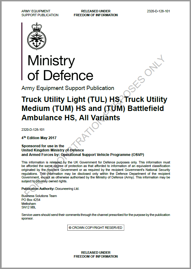 UK Ministry of Defence - Army Equipment Support Publication (AESP) - A4 layout