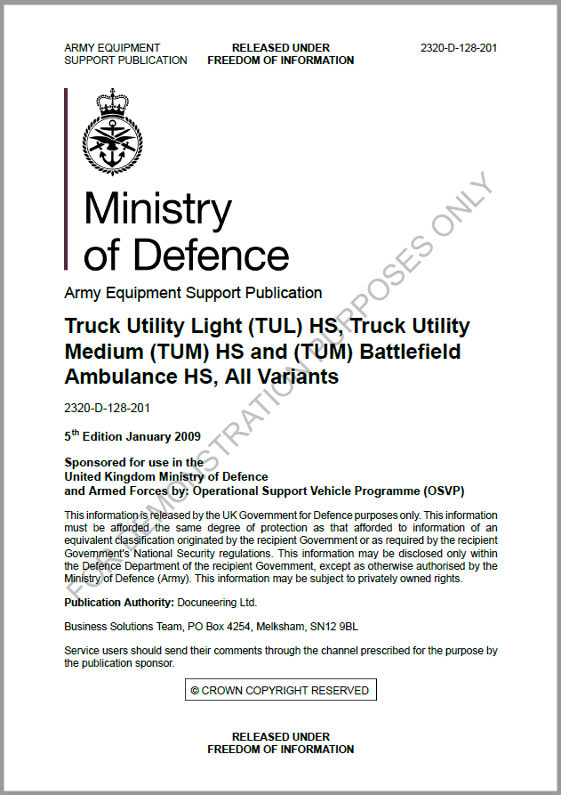 UK Ministry of Defence - Army Equipment Support Publication (AESP) - A5 layout