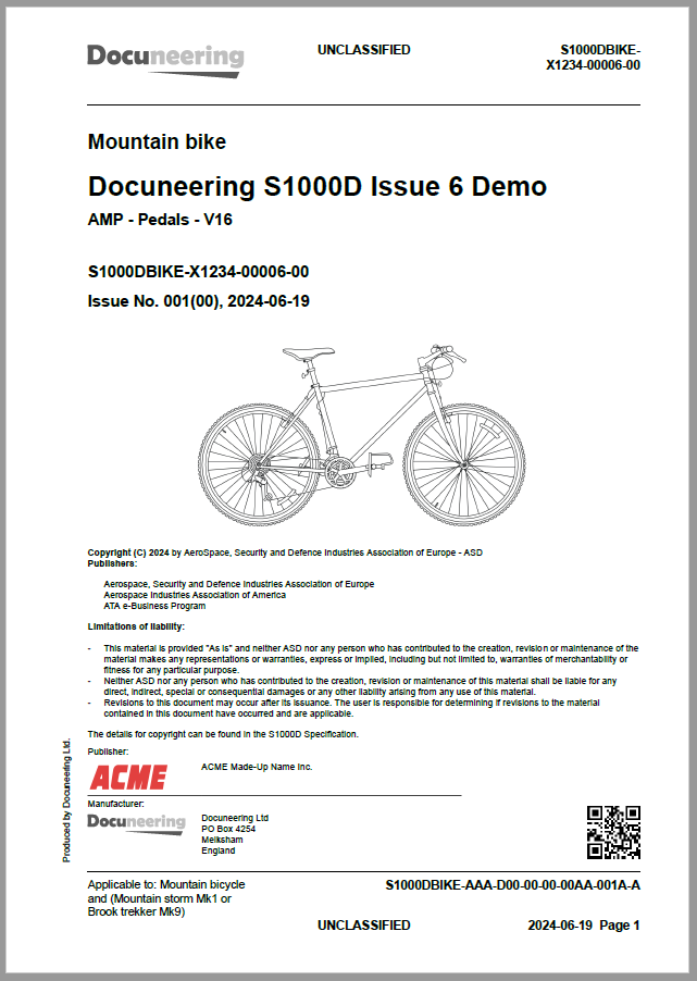 S1000D Issue 6 Demo Publication - Demo Publication Modules - Mountain bicycle manual